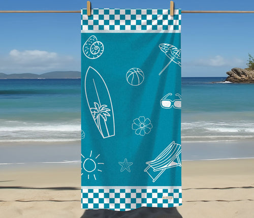 Blue Shore Sketch Beach Towel
