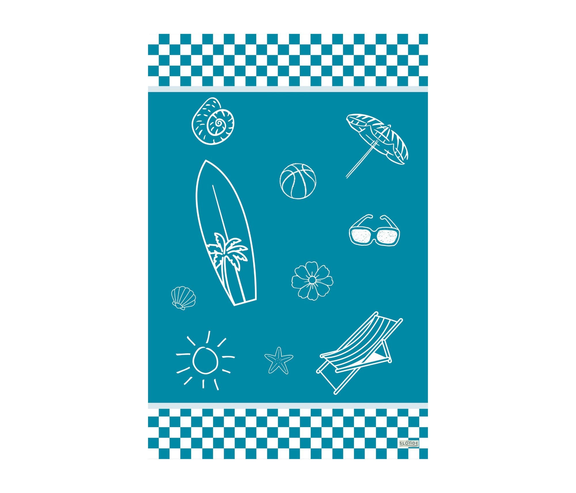 Blue Shore Sketch Beach Towel