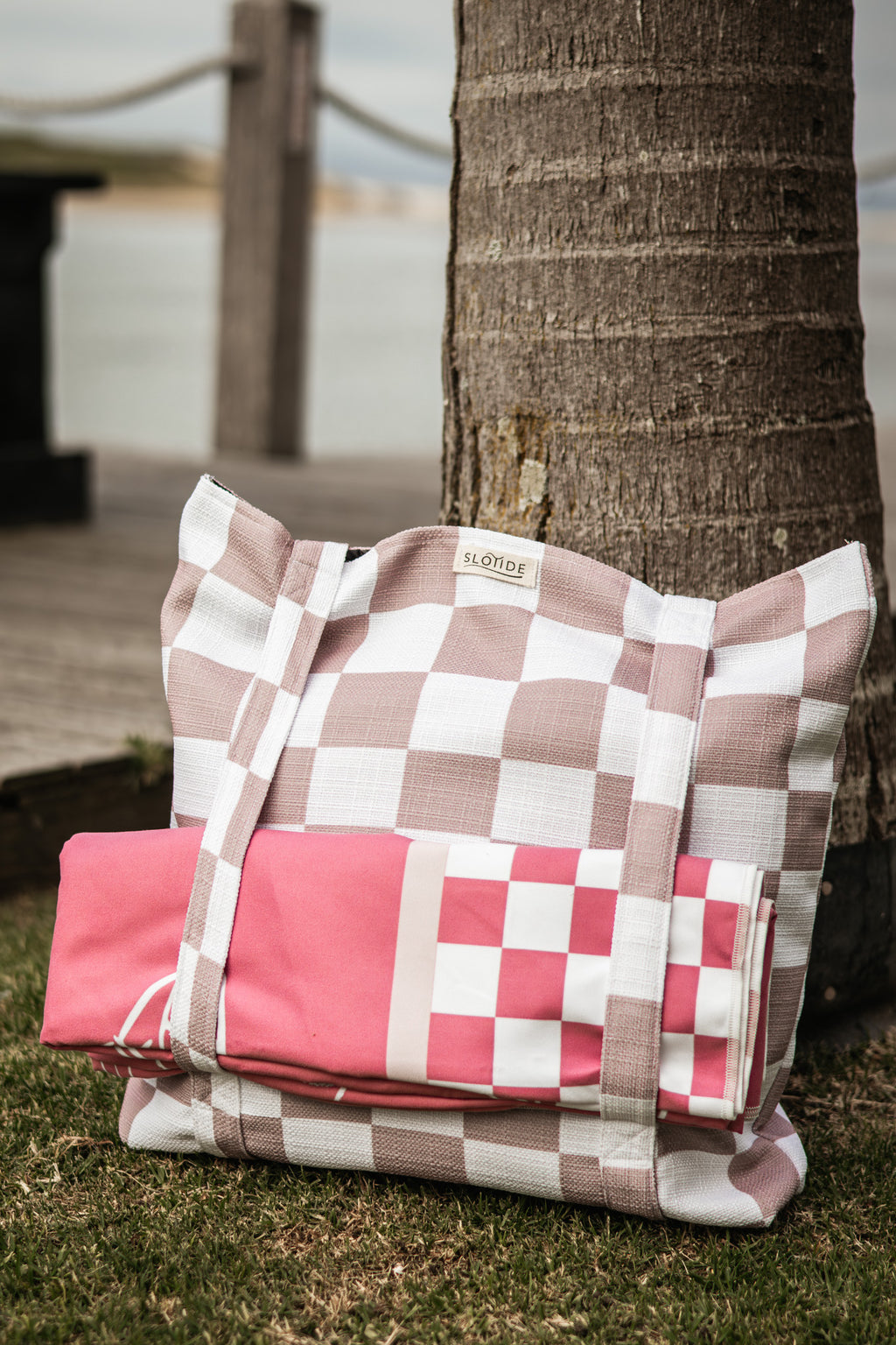 Pink Block Beach Bag