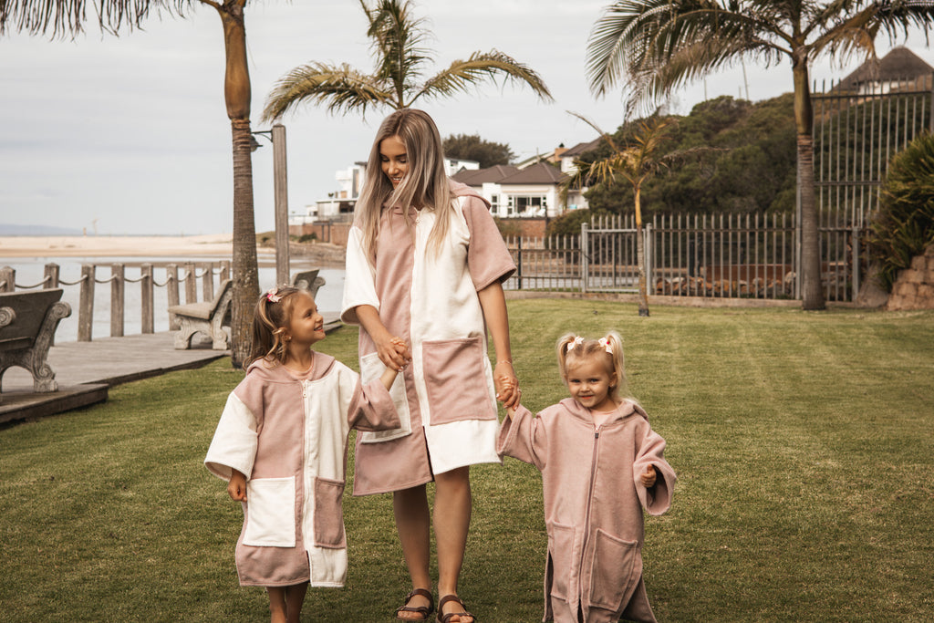 Dusty Pink and Cream Hooded Towel