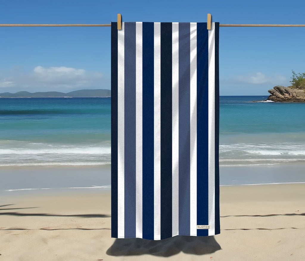 Navy Stripes Beach Towel