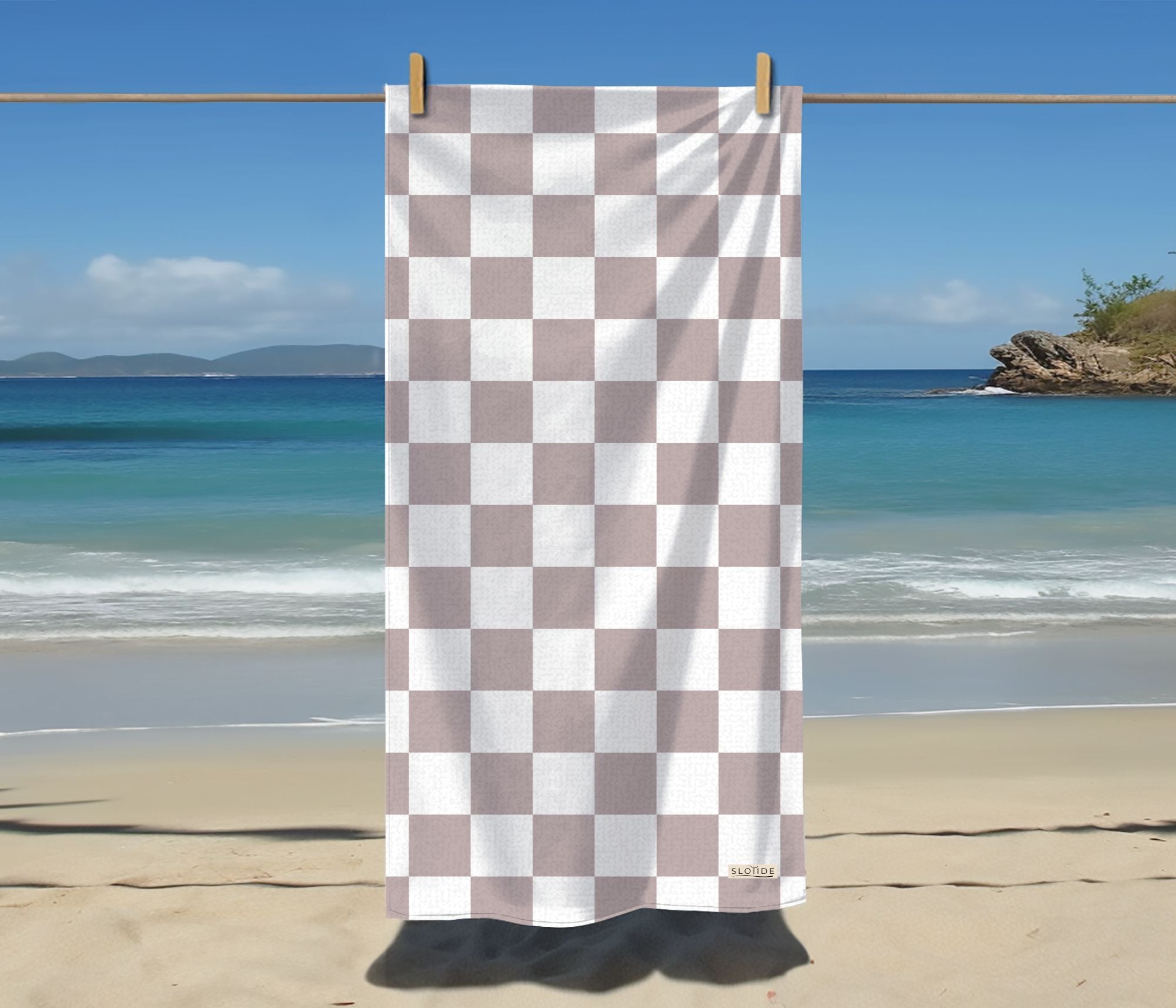Pink Blocks Beach Towel