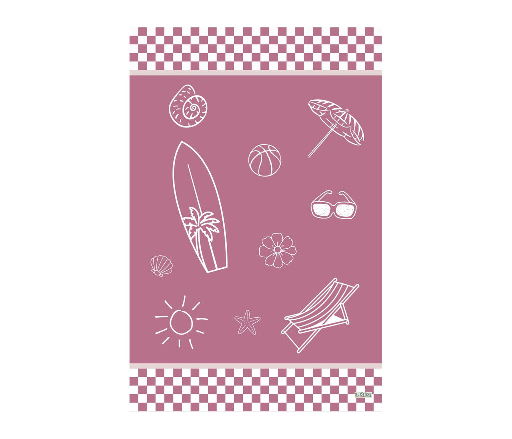 Pink Shore Sketch Beach Towel