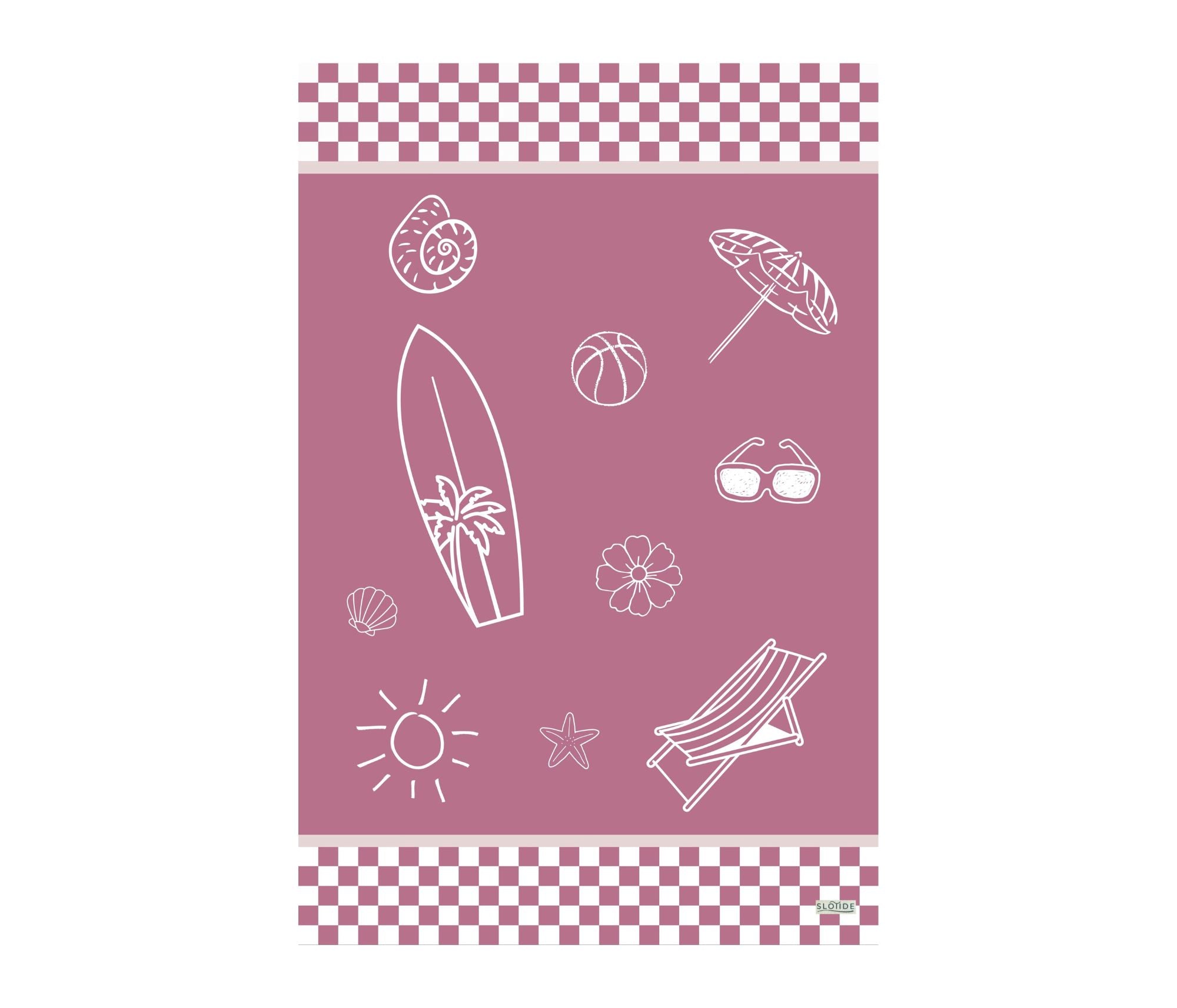 Pink Shore Sketch Beach Towel